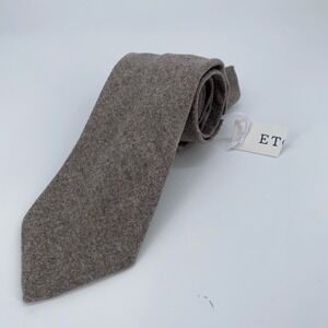 Eton Tie Mens One Size Gray Wool Professional Classic Fit Necktie Italy Made